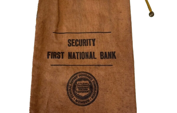 Security First National Bank Canvas Deposit Bag (c. 1950–1966)